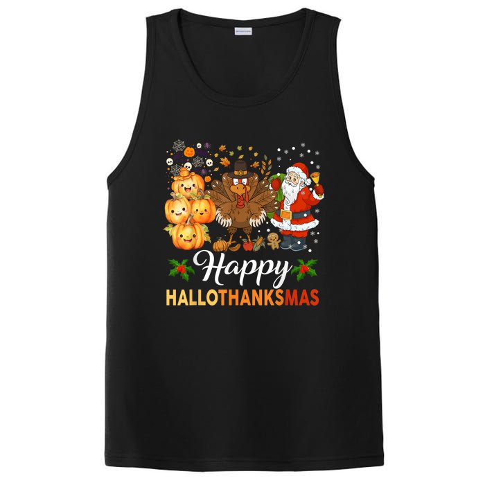 Happy Hallothanksmas Halloween Thanksgiving Christmas Funny PosiCharge Competitor Tank