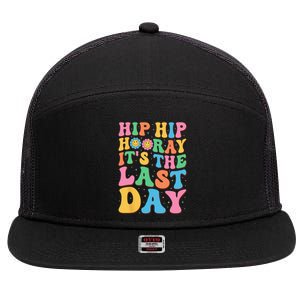 Hip Hip Hooray Its Last Day of School Hello Summer Teacher 7 Panel Mesh Trucker Snapback Hat