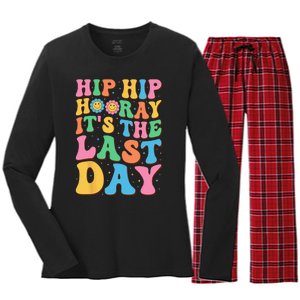 Hip Hip Hooray Its Last Day of School Hello Summer Teacher Women's Long Sleeve Flannel Pajama Set 