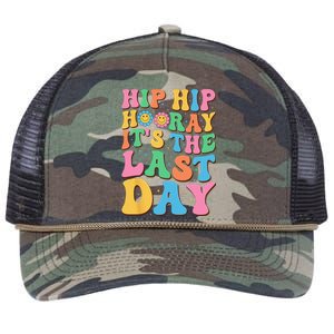 Hip Hip Hooray Its Last Day of School Hello Summer Teacher Retro Rope Trucker Hat Cap