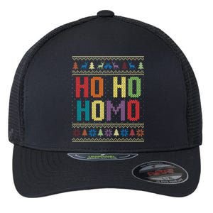 Ho Ho Homo Christmas Funny Pride Santa Lgbt Ugly Funny Gift Flexfit Unipanel Trucker Cap