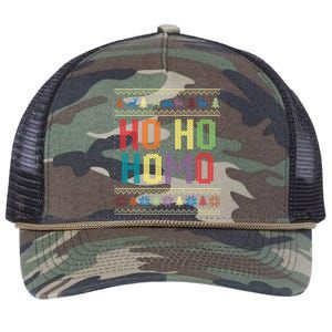 Ho Ho Homo Christmas Funny Pride Santa Lgbt Ugly Funny Gift Retro Rope Trucker Hat Cap