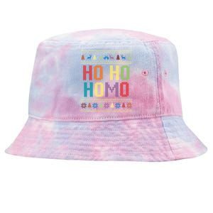 Ho Ho Homo Christmas Funny Pride Santa Lgbt Ugly Funny Gift Tie-Dyed Bucket Hat