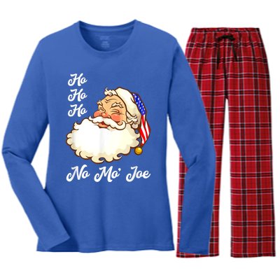 Ho Ho Ho No Mo Joe Funny Santa Christmas Women's Long Sleeve Flannel Pajama Set 