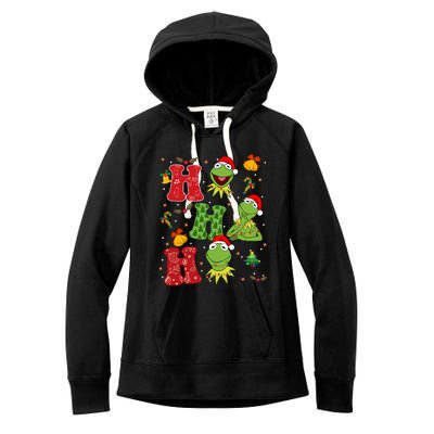 Ho Ho Ho Kermit Frog Christmas Lights Kermit Frog Christmas Women's Fleece Hoodie