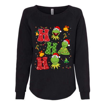 Ho Ho Ho Kermit Frog Christmas Lights Kermit Frog Christmas Womens California Wash Sweatshirt