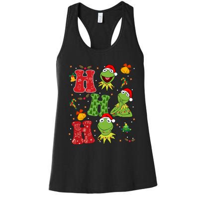 Ho Ho Ho Kermit Frog Christmas Lights Kermit Frog Christmas Women's Racerback Tank