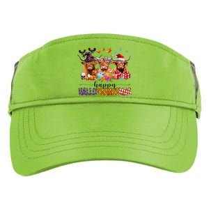 Happy Hallothanksmas Highland Cow Print Halloween Christmas Adult Drive Performance Visor