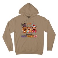 Happy Hallothanksmas Highland Cow Print Halloween Christmas Hoodie