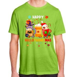 Happy Hallothanksmas Halloween Coffee Latte Thanksgiving Adult ChromaSoft Performance T-Shirt