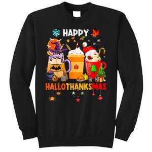 Happy Hallothanksmas Halloween Coffee Latte Thanksgiving Sweatshirt