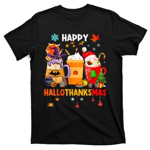 Happy Hallothanksmas Halloween Coffee Latte Thanksgiving T-Shirt