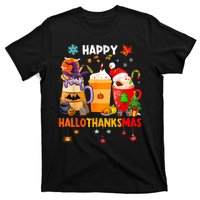 Happy Hallothanksmas Halloween Coffee Latte Thanksgiving T-Shirt