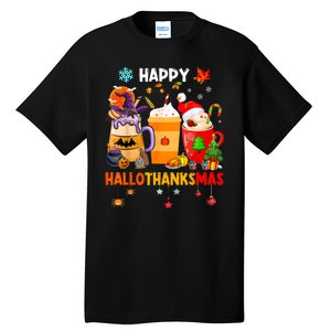 Happy Hallothanksmas Halloween Coffee Latte Thanksgiving Tall T-Shirt