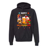 Happy Hallothanksmas Halloween Coffee Latte Thanksgiving Premium Hoodie