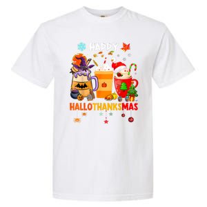 Happy Hallothanksmas Halloween Coffee Latte Thanksgiving Garment-Dyed Heavyweight T-Shirt