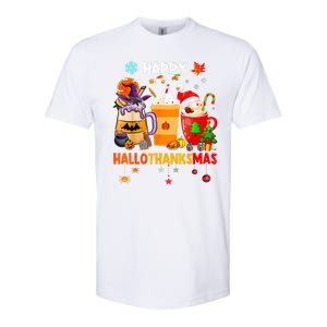 Happy Hallothanksmas Halloween Coffee Latte Thanksgiving Softstyle® CVC T-Shirt