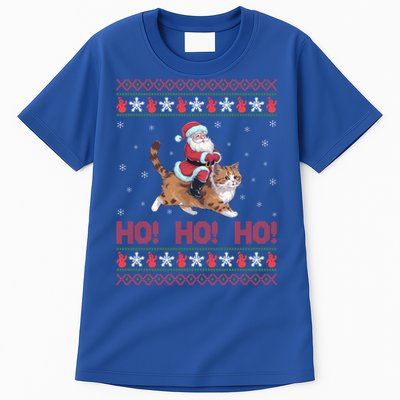 Ho Ho Ho Santa Riding Ragdoll Cat Ugly Christmas Gift Tall T-Shirt