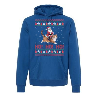 Ho Ho Ho Santa Riding Ragdoll Cat Ugly Christmas Gift Premium Hoodie