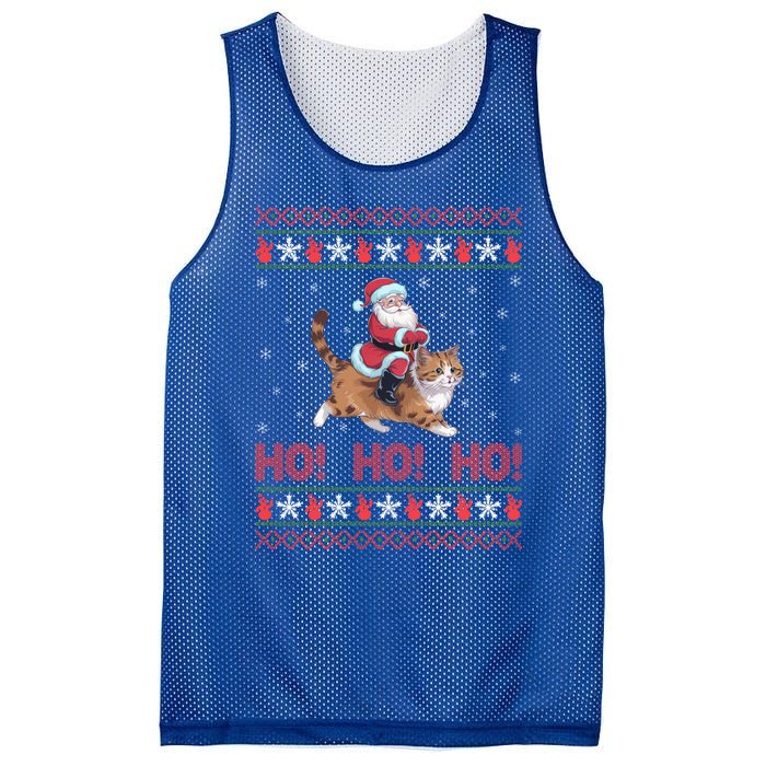 Ho Ho Ho Santa Riding Ragdoll Cat Ugly Christmas Gift Mesh Reversible Basketball Jersey Tank