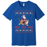 Ho Ho Ho Santa Riding Ragdoll Cat Ugly Christmas Gift Premium T-Shirt