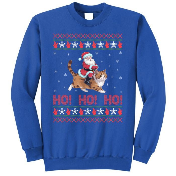 Ho Ho Ho Santa Riding Ragdoll Cat Ugly Christmas Gift Tall Sweatshirt