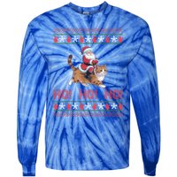 Ho Ho Ho Santa Riding Ragdoll Cat Ugly Christmas Gift Tie-Dye Long Sleeve Shirt