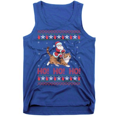 Ho Ho Ho Santa Riding Ragdoll Cat Ugly Christmas Gift Tank Top