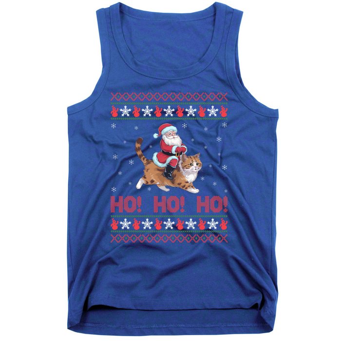 Ho Ho Ho Santa Riding Ragdoll Cat Ugly Christmas Gift Tank Top