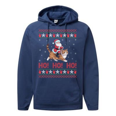 Ho Ho Ho Santa Riding Ragdoll Cat Ugly Christmas Gift Performance Fleece Hoodie