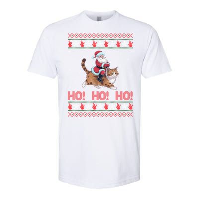 Ho Ho Ho Santa Riding Ragdoll Cat Ugly Christmas Gift Softstyle CVC T-Shirt