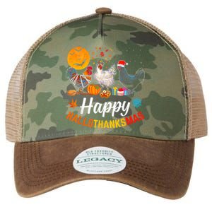 Happy HalloThanksMas Halloween Thanksgiving Xmas Chicken Legacy Tie Dye Trucker Hat