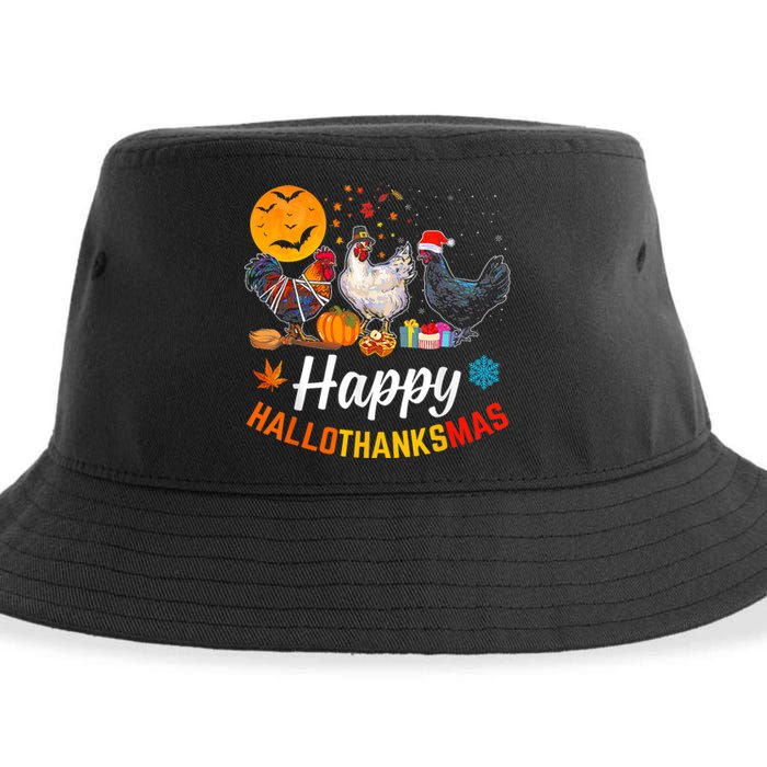 Happy HalloThanksMas Halloween Thanksgiving Xmas Chicken Sustainable Bucket Hat