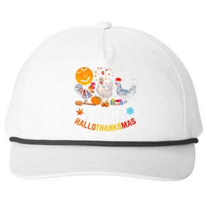 Happy HalloThanksMas Halloween Thanksgiving Xmas Chicken Snapback Five-Panel Rope Hat