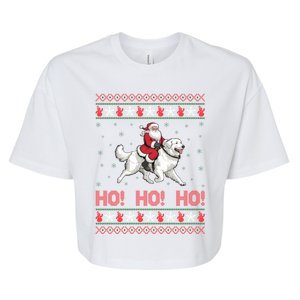 Ho Ho Ho Santa Riding Great Pyrenees Dog Ugly Xmas Bella+Canvas Jersey Crop Tee