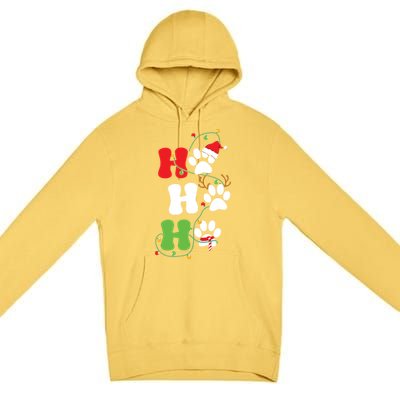 Ho Ho Ho Christmas Dog Paws Vintage Christmas Premium Pullover Hoodie