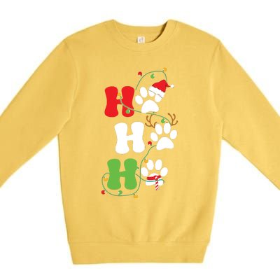 Ho Ho Ho Christmas Dog Paws Vintage Christmas Premium Crewneck Sweatshirt