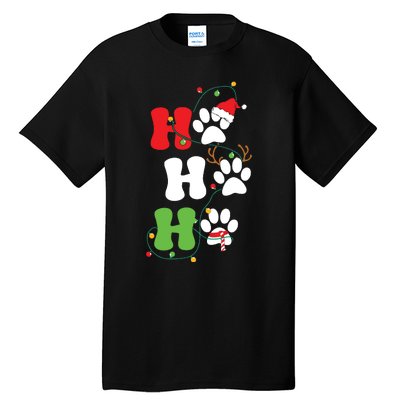 Ho Ho Ho Christmas Dog Paws Vintage Christmas Tall T-Shirt