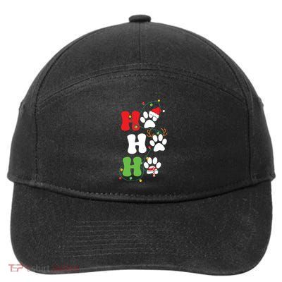 Ho Ho Ho Christmas Dog Paws Vintage Christmas 7-Panel Snapback Hat