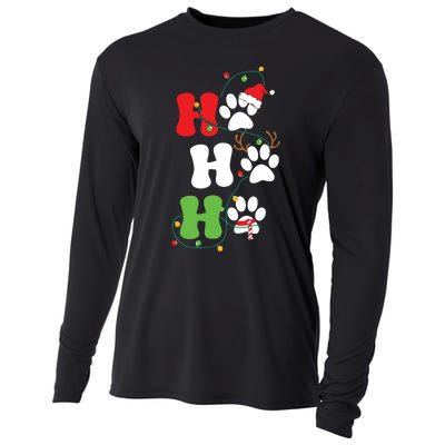 Ho Ho Ho Christmas Dog Paws Vintage Christmas Cooling Performance Long Sleeve Crew