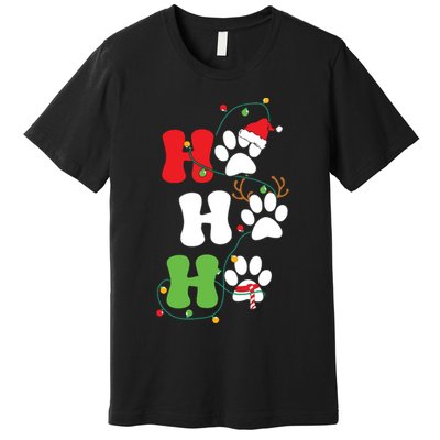 Ho Ho Ho Christmas Dog Paws Vintage Christmas Premium T-Shirt