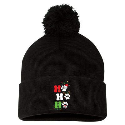 Ho Ho Ho Christmas Dog Paws Vintage Christmas Pom Pom 12in Knit Beanie