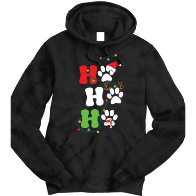 Ho Ho Ho Christmas Dog Paws Vintage Christmas Tie Dye Hoodie