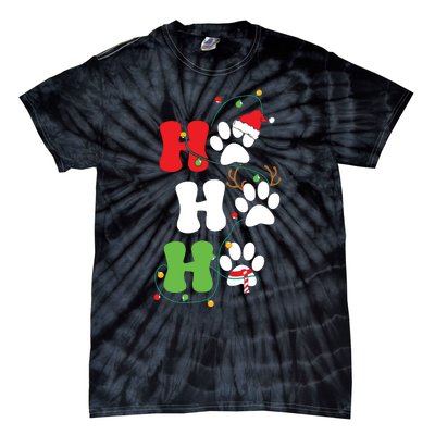 Ho Ho Ho Christmas Dog Paws Vintage Christmas Tie-Dye T-Shirt