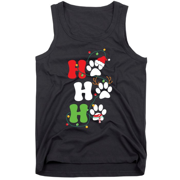 Ho Ho Ho Christmas Dog Paws Vintage Christmas Tank Top