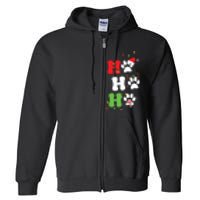 Ho Ho Ho Christmas Dog Paws Vintage Christmas Full Zip Hoodie