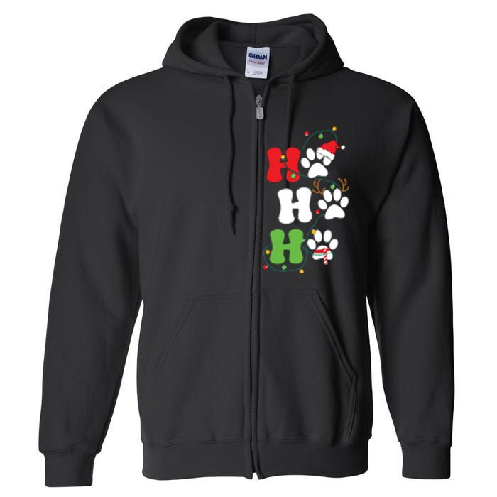 Ho Ho Ho Christmas Dog Paws Vintage Christmas Full Zip Hoodie