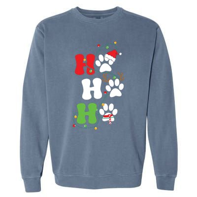 Ho Ho Ho Christmas Dog Paws Vintage Christmas Garment-Dyed Sweatshirt