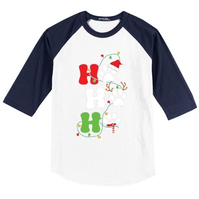 Ho Ho Ho Christmas Dog Paws Vintage Christmas Baseball Sleeve Shirt