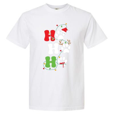 Ho Ho Ho Christmas Dog Paws Vintage Christmas Garment-Dyed Heavyweight T-Shirt